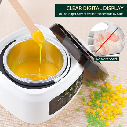500ML Electric Wax Warmer – Fast-Melting Hair Removal & Skincare Wax Heater with LCD Display
